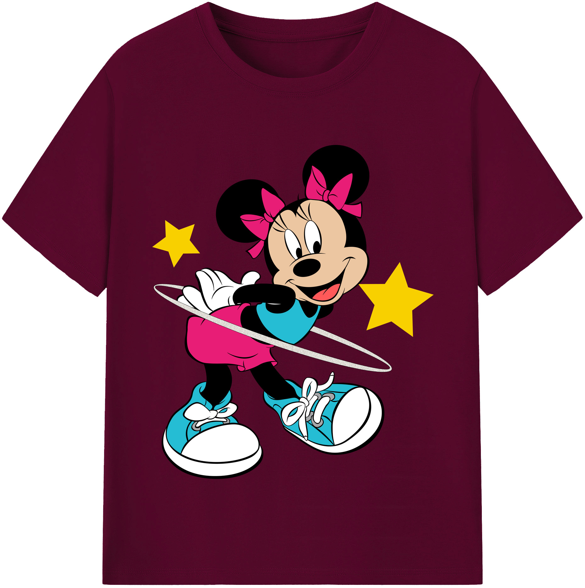 （画像用） ミッキーマウス Mickey Mouse レディースカジュアルプリントTシャツ（綿100％）